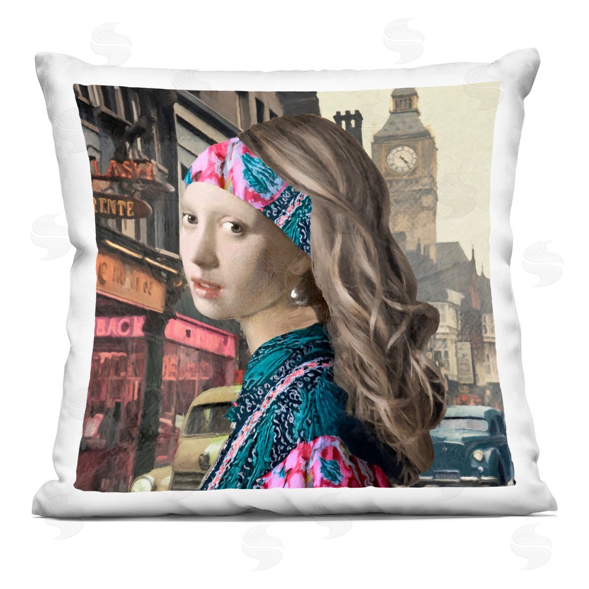 Sasha Carnaby Street Remix Painting Square Printed Throw Pillow