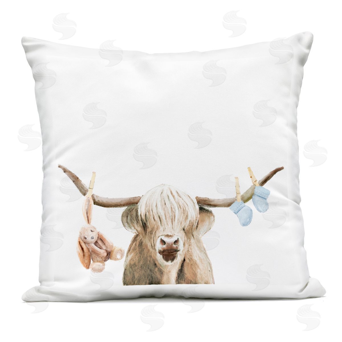 Ali Lynne Highland Cow Baby Boy Outdoor Square Printed Throw Pillow