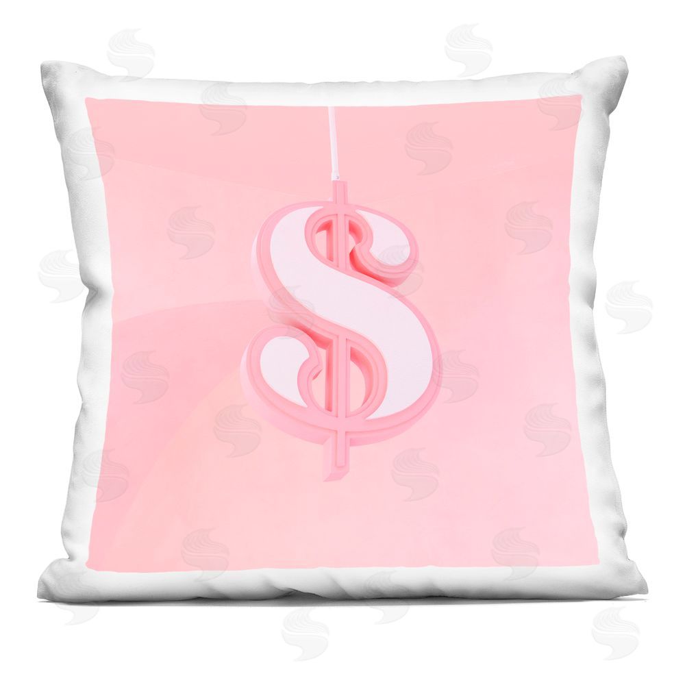 LISH Creative Pink Pastel Dollar Sign Square Printed Throw Pillow