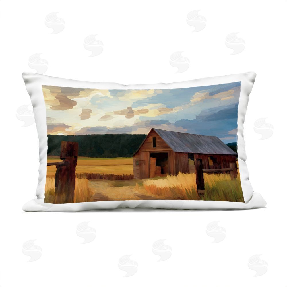 Renel Peters Harvest Time Autumn Barn Lumbar Outdoor Quick-Dry Polyester Throw Pillow