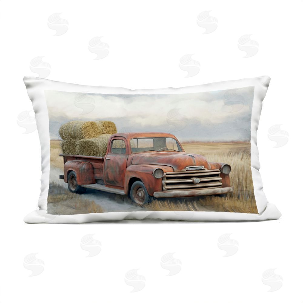 Kim Allen Hay Time Farm Truck Load Outdoor Printed Throw Pillow