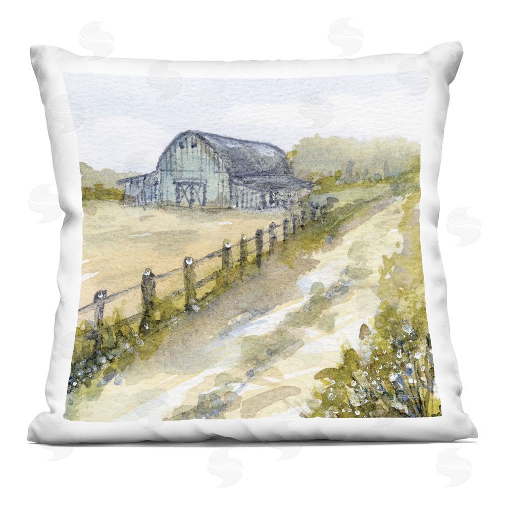 Patti Bishop Blue Barn Lane Printed Throw Pillow 