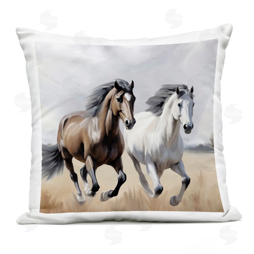 Kim Allen Wild Run Twin Horses Outdoor Printed Throw Pillow