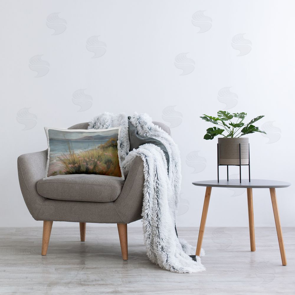 Svetlana Aleynikova The Green Valley Beach Printed Throw Pillow in Room