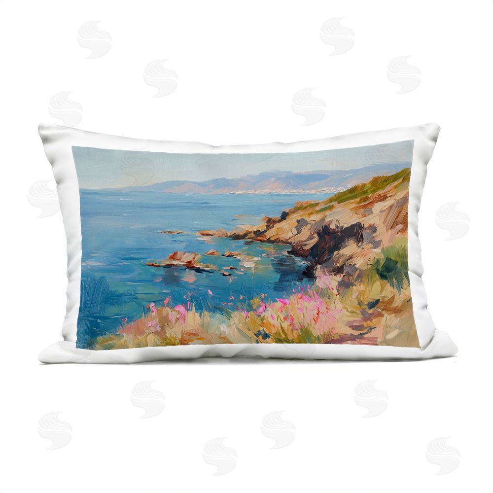 Svetlana Aleynikova Where Mountains Meet Sea Outdoor Printed Throw Pillow