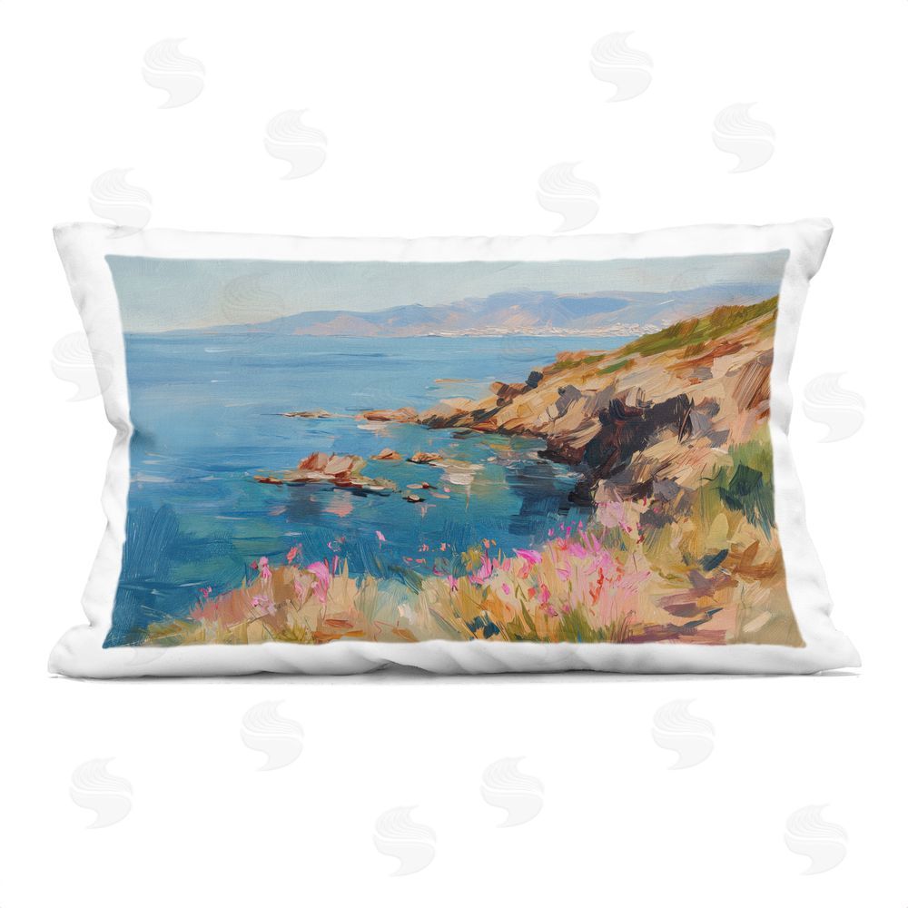 Svetlana Aleynikova Where Mountains Meet Sea Printed Throw Pillow