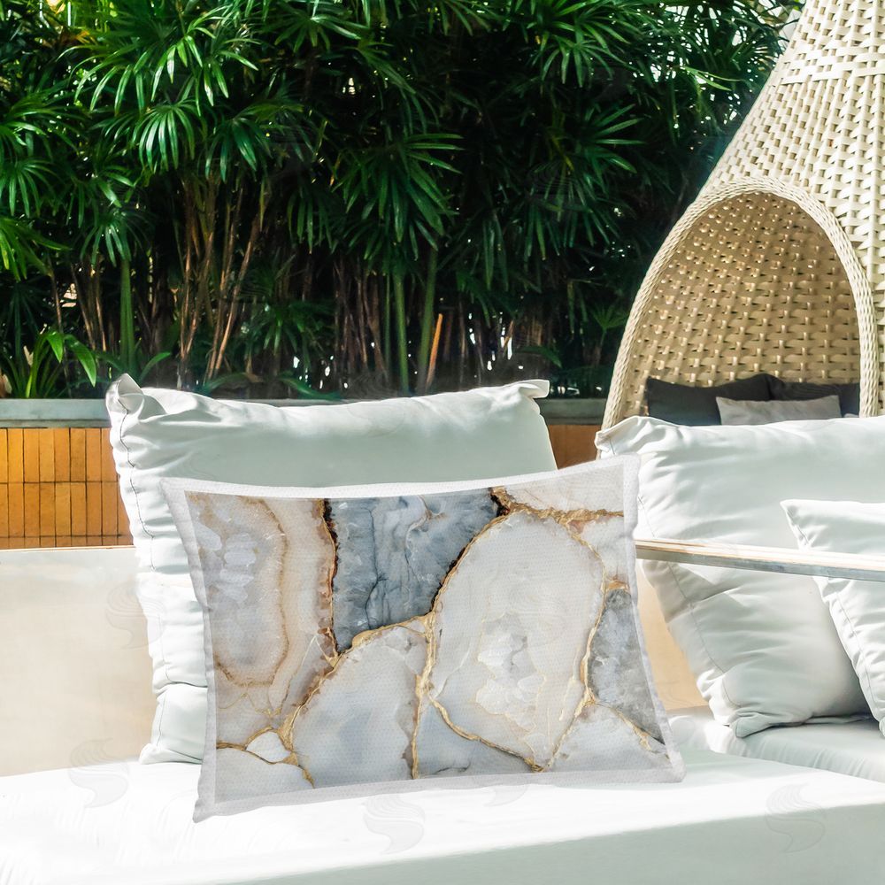 Svetlana Aleynikova Golden Vein Quartz Printed Throw Pillow on Patio