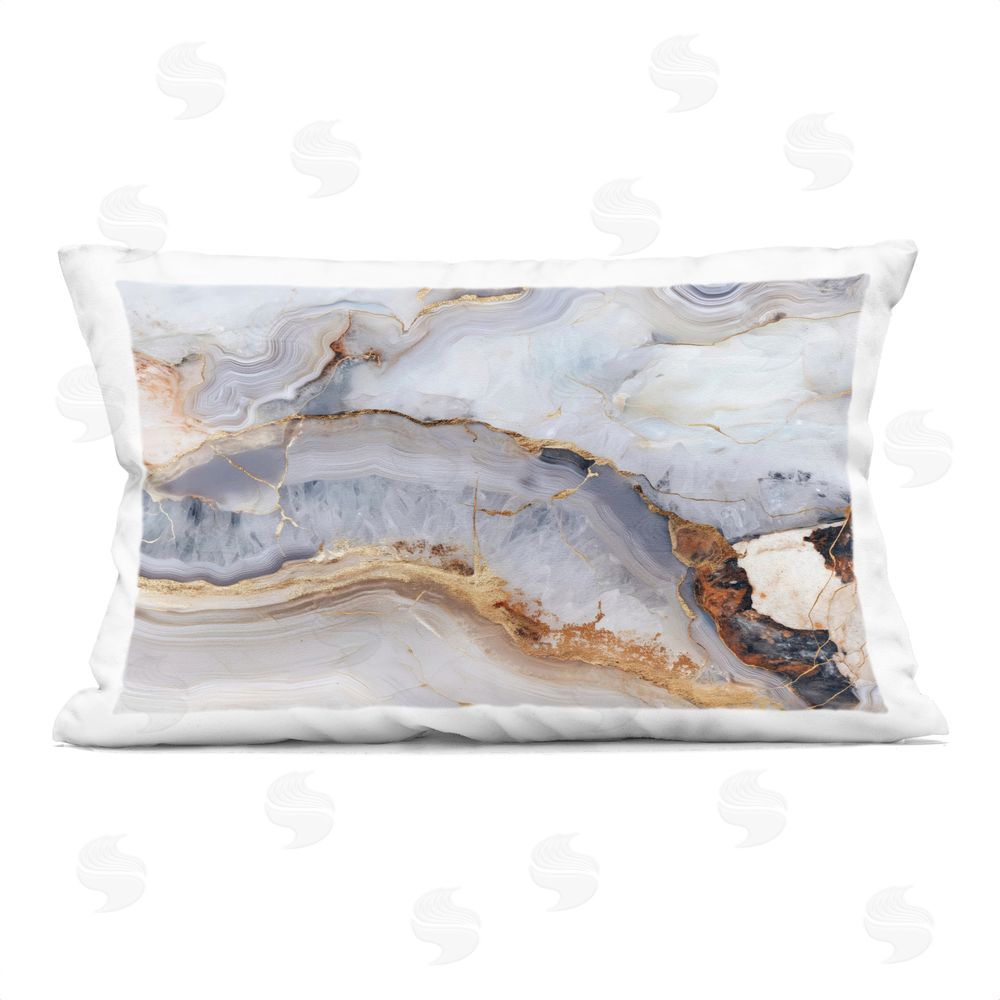 Svetlana Aleynikova Marbled Gold Stone Printed Throw Pillow