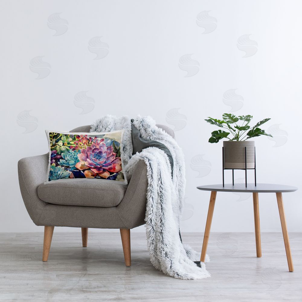 Svetlana Aleynikova Sun Kissed Succulents Printed Throw Pillow in Room
