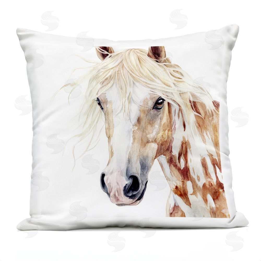 Svetlana Aleynikova Majestic Mane Spotted Horse Outdoor Printed Throw Pillow