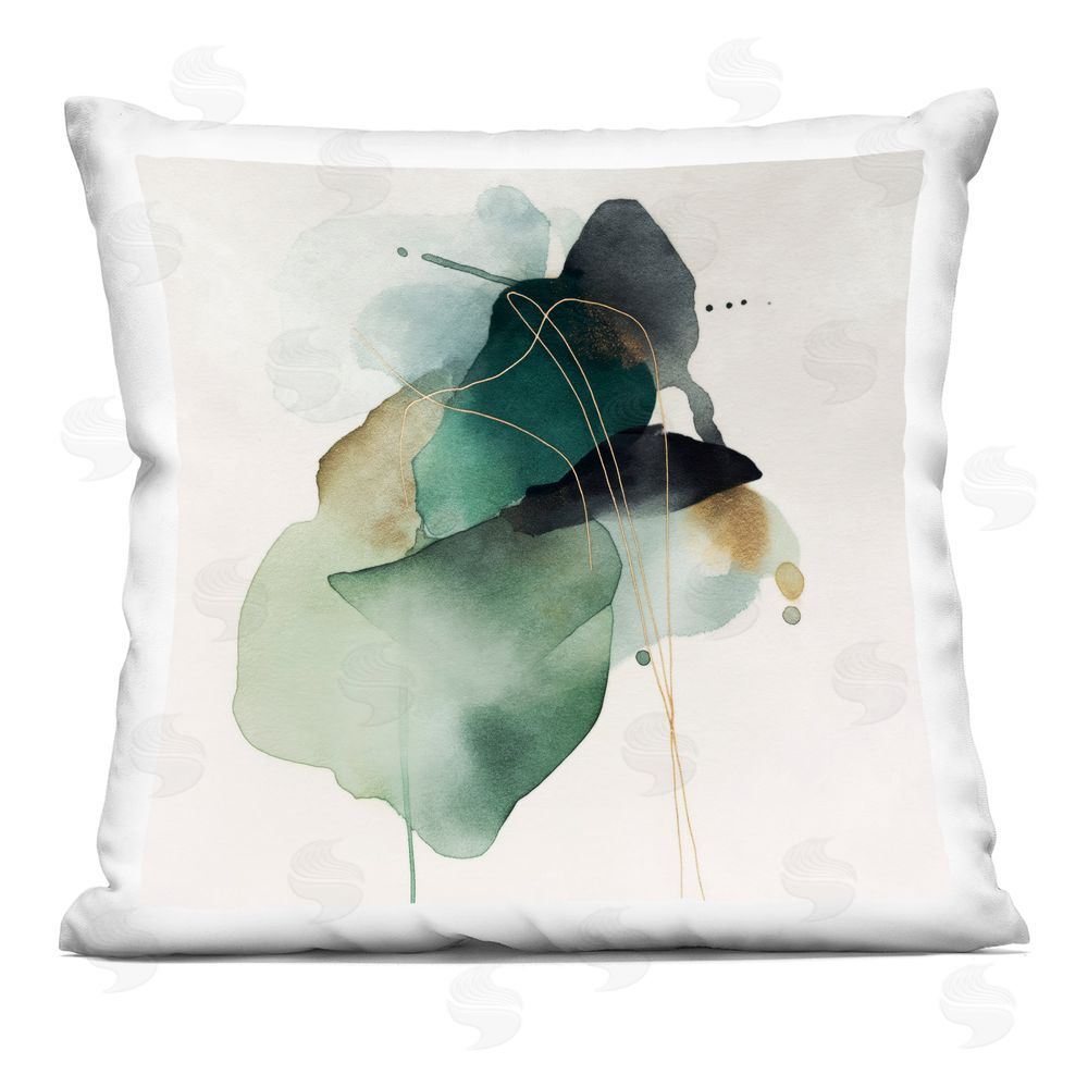 Svetlana Aleynikova Fluid Emerald Cascade Printed Throw Pillow 