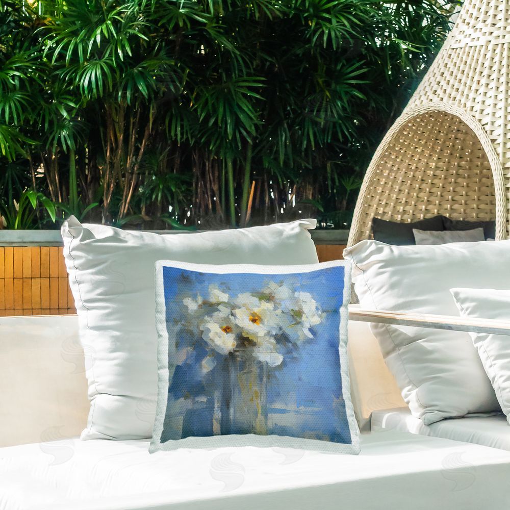 Svetlana Aleynikova Petals Remembered Abstract Outdoor Printed Throw Pillow on Patio