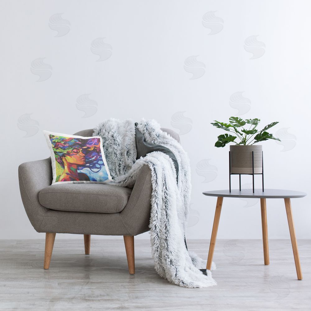 Svetlana Aleynikova Flowing Whirlwind Of Colors Printed Throw Pillow in Room
