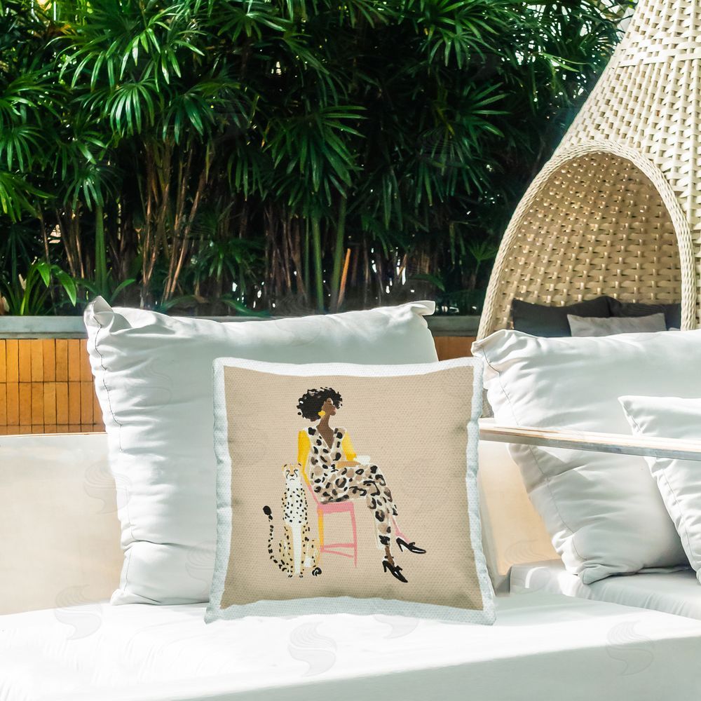 Svetlana Aleynikova Savage Chic Elegance Outdoor Printed Throw Pillow on Patio