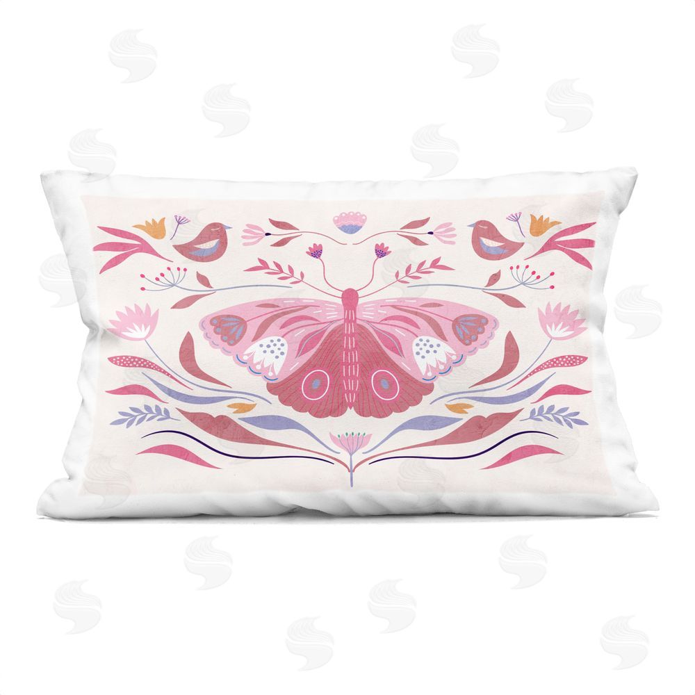 Kim Allen Pink Boho Butterfly Printed Throw Pillow