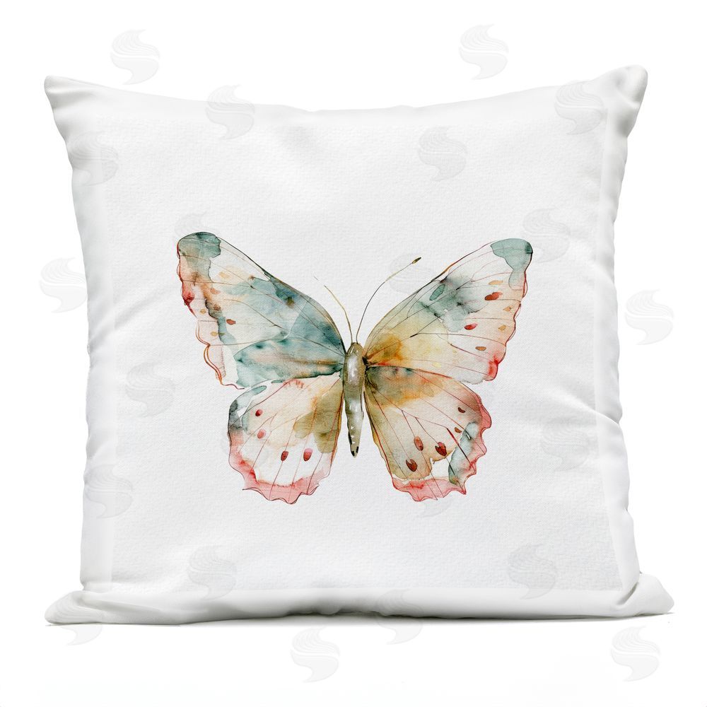 Kim Allen Muted Watercolor Butterfly Outdoor Printed Throw Pillow