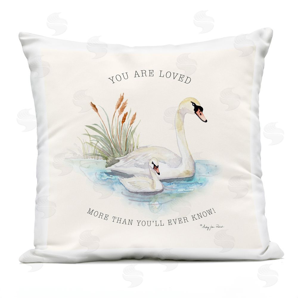 Audrey Jeanne Roberts More Than You Know Swans Outdoor Printed Throw Pillow