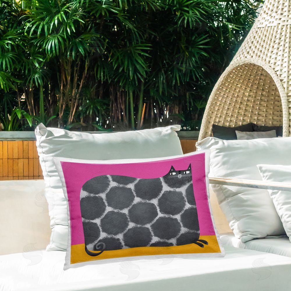 Gabriela Avila Big Spots on Cat Printed Throw Pillow on Patio