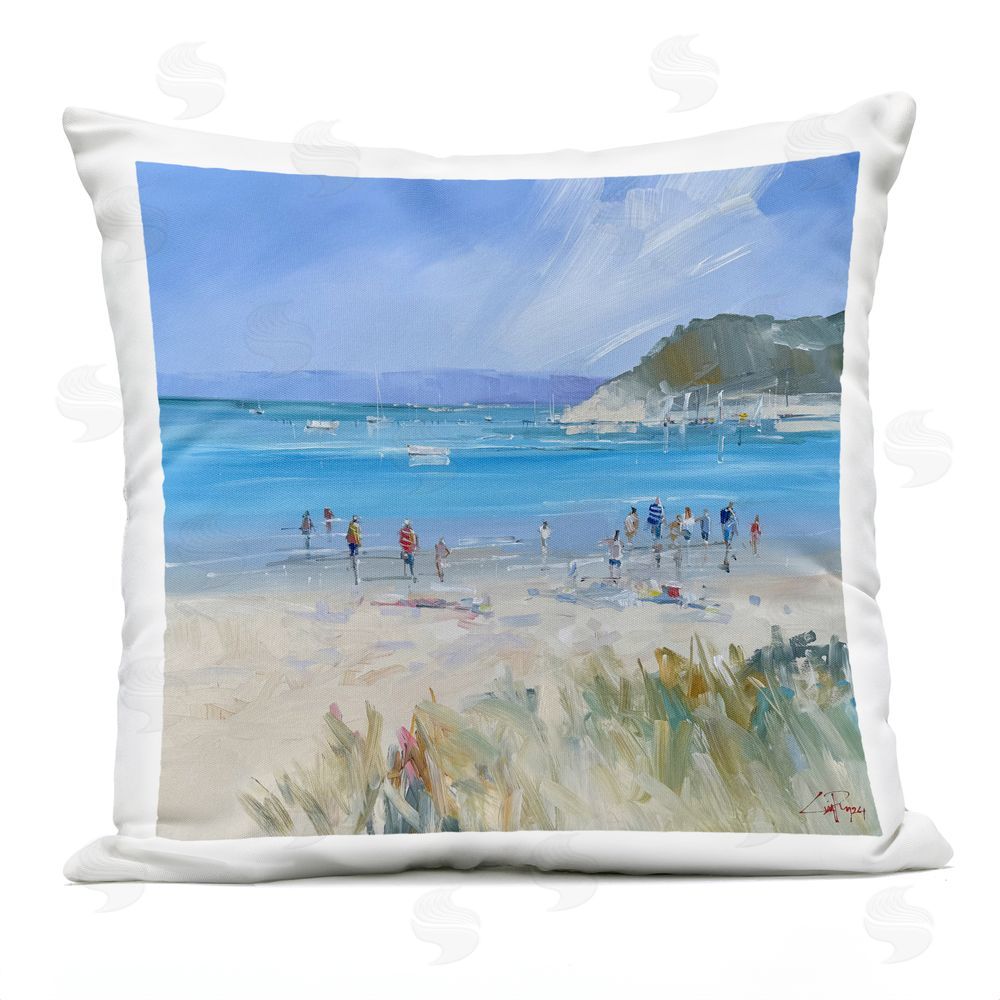 Craig Trewin Penny Summer Sorrento Beachgoers Outdoor Printed Throw Pillow