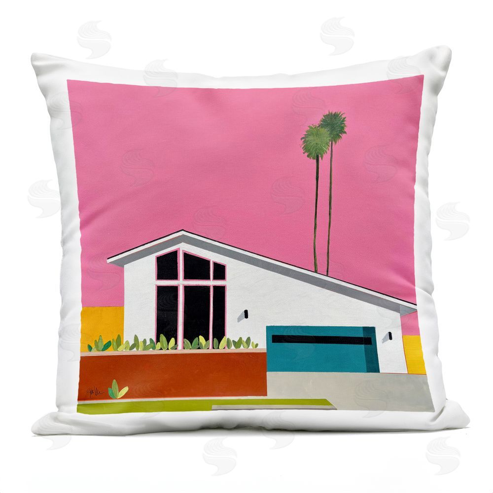 Jan Weiss Pink Sunkissed Suburbia Outdoor Printed Throw Pillow