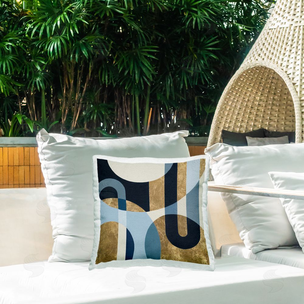 Gina Matarazzo Earthly Shapes & Arches Outdoor Printed Throw Pillow on Patio