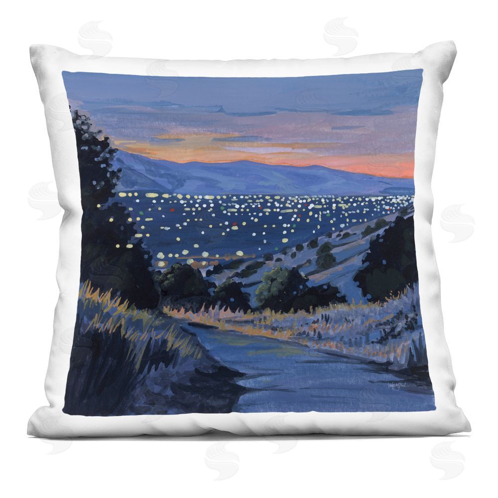 Kate Jarvik Birch Desert City Lights At Dusk Printed Throw Pillow 