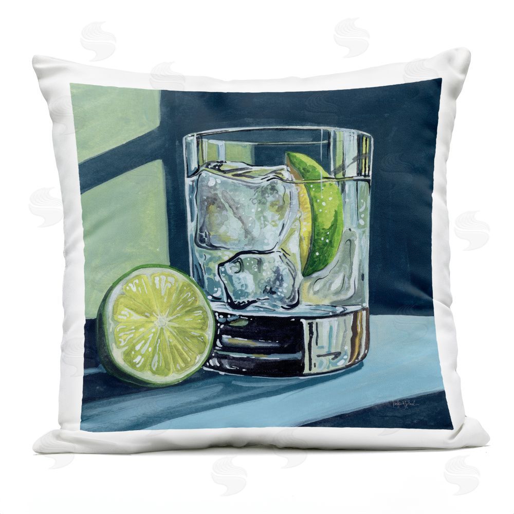 Kate Jarvik Birch Lime & Gin Tonic Cocktail Outdoor Printed Throw Pillow