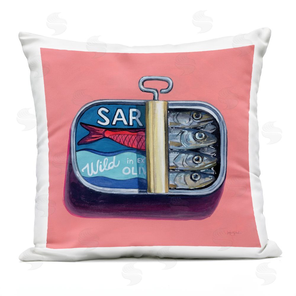 Courtney Prahl Wild Sardines on Pink Outdoor Printed Throw Pillow