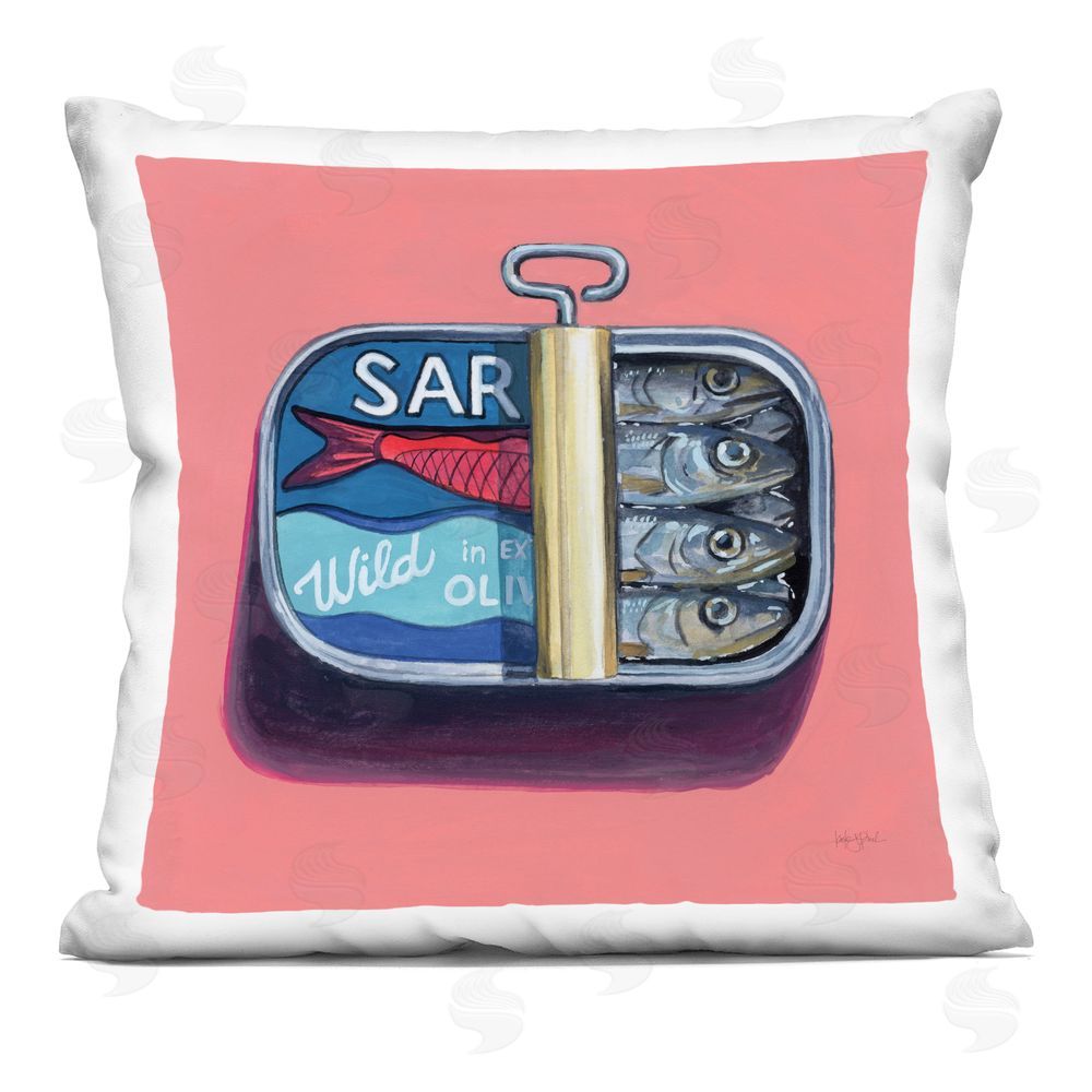 Courtney Prahl Wild Sardines on Pink Printed Throw Pillow 