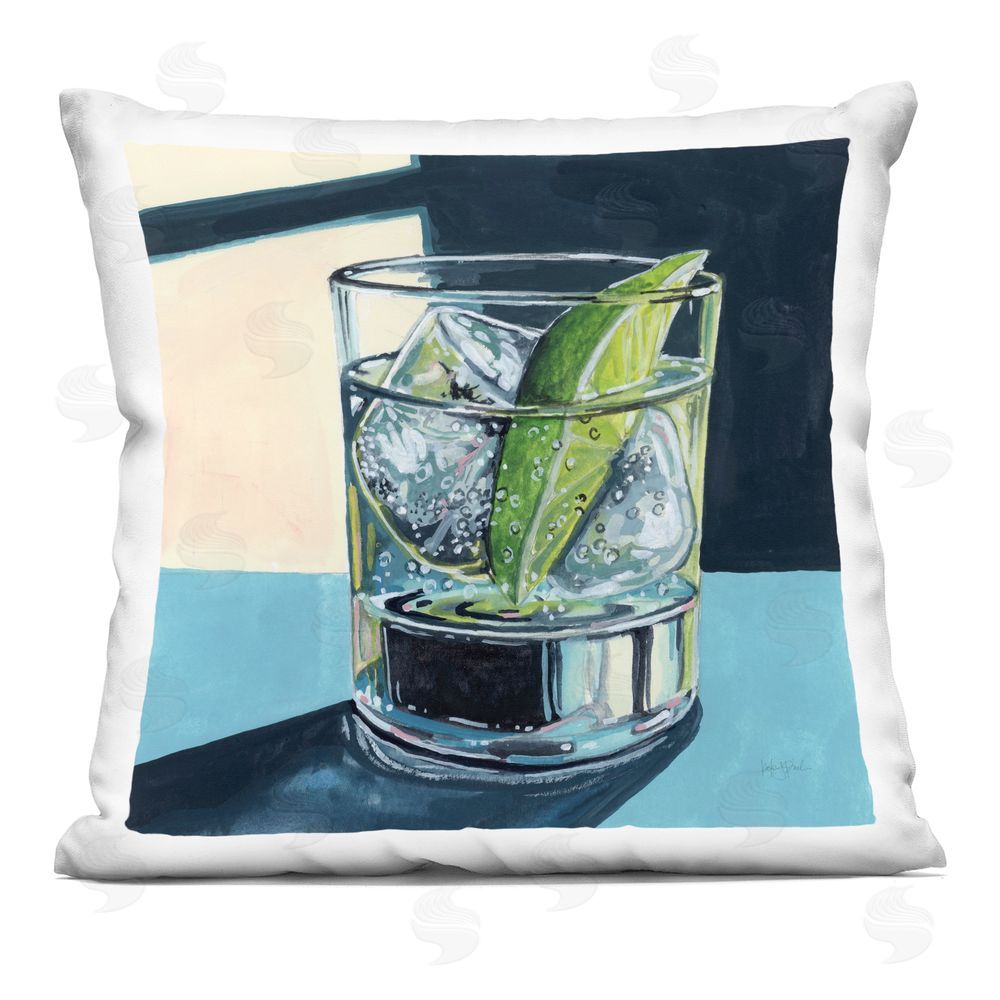Kate Jarvik Birch Strong Gin and Tonic Printed Throw Pillow 