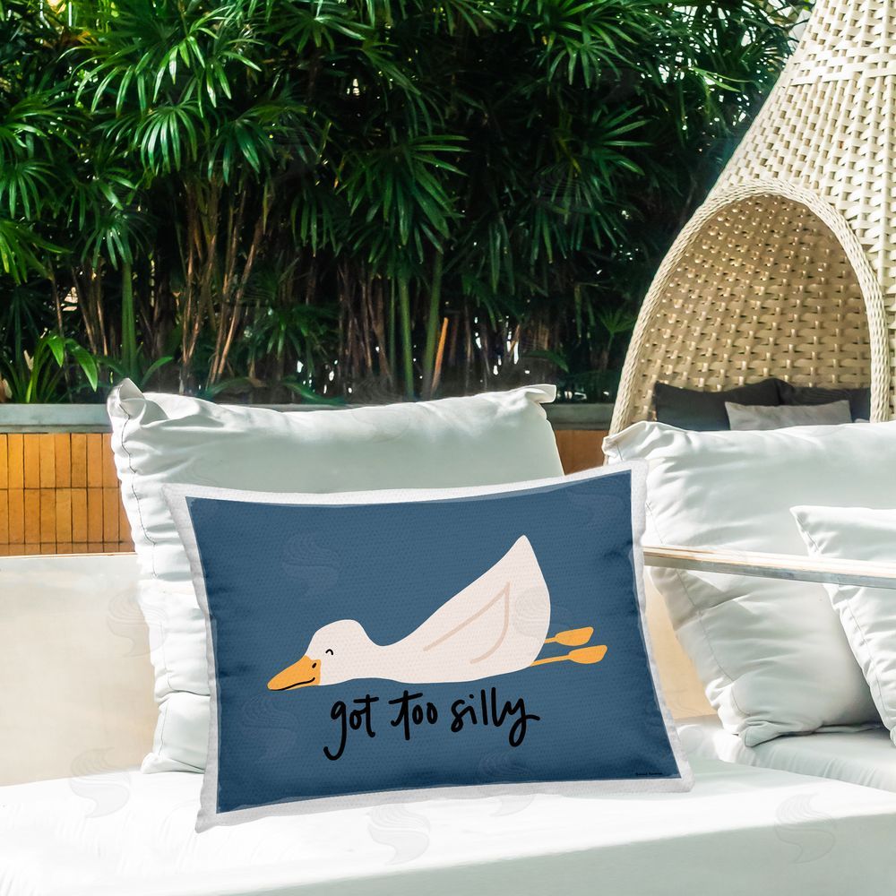 Rachel Nieman Got Too Silly Duck Outdoor Printed Throw Pillow on Patio