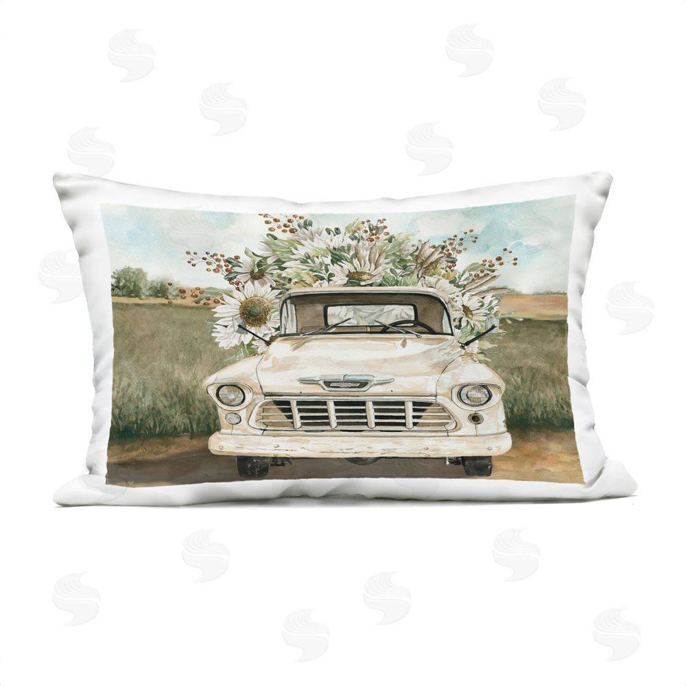 Cindy Jacobs Retro Country Flowers Delivery Outdoor Printed Throw Pillow