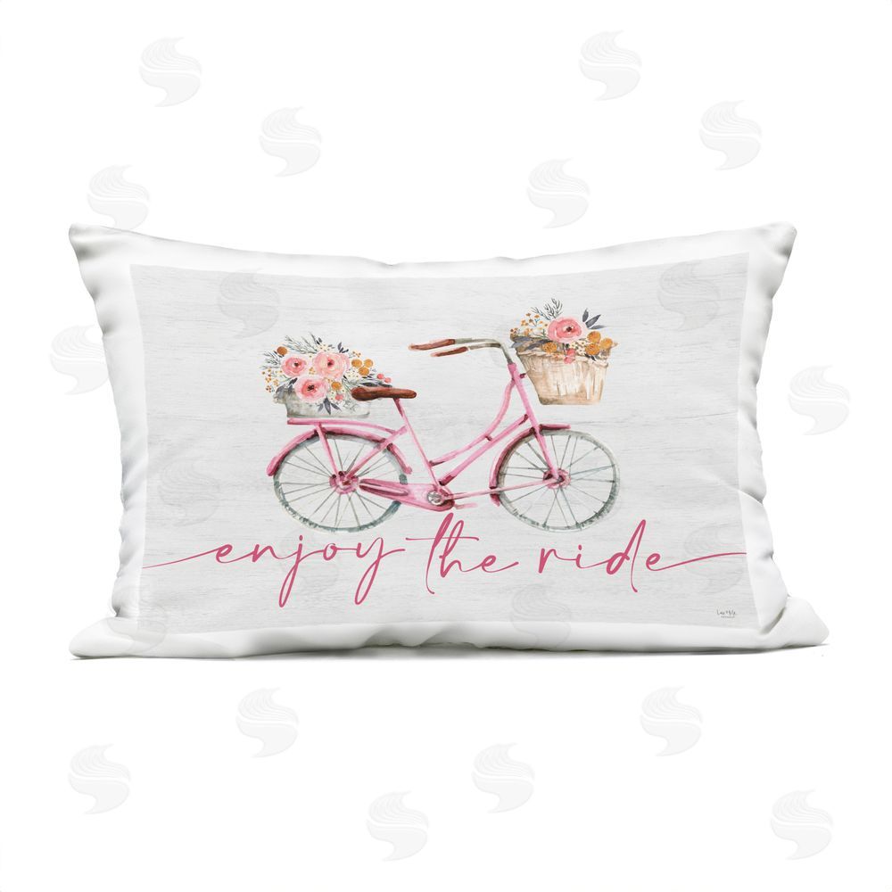 Lux + Me Designs Enjoy The Ride Bicycle Outdoor Printed Throw Pillow