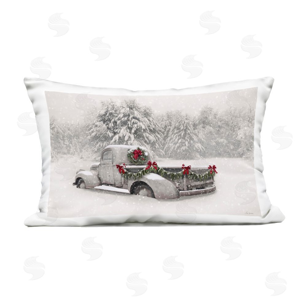 Lori Deiter Snowy White Antique Truck Outdoor Printed Throw Pillow