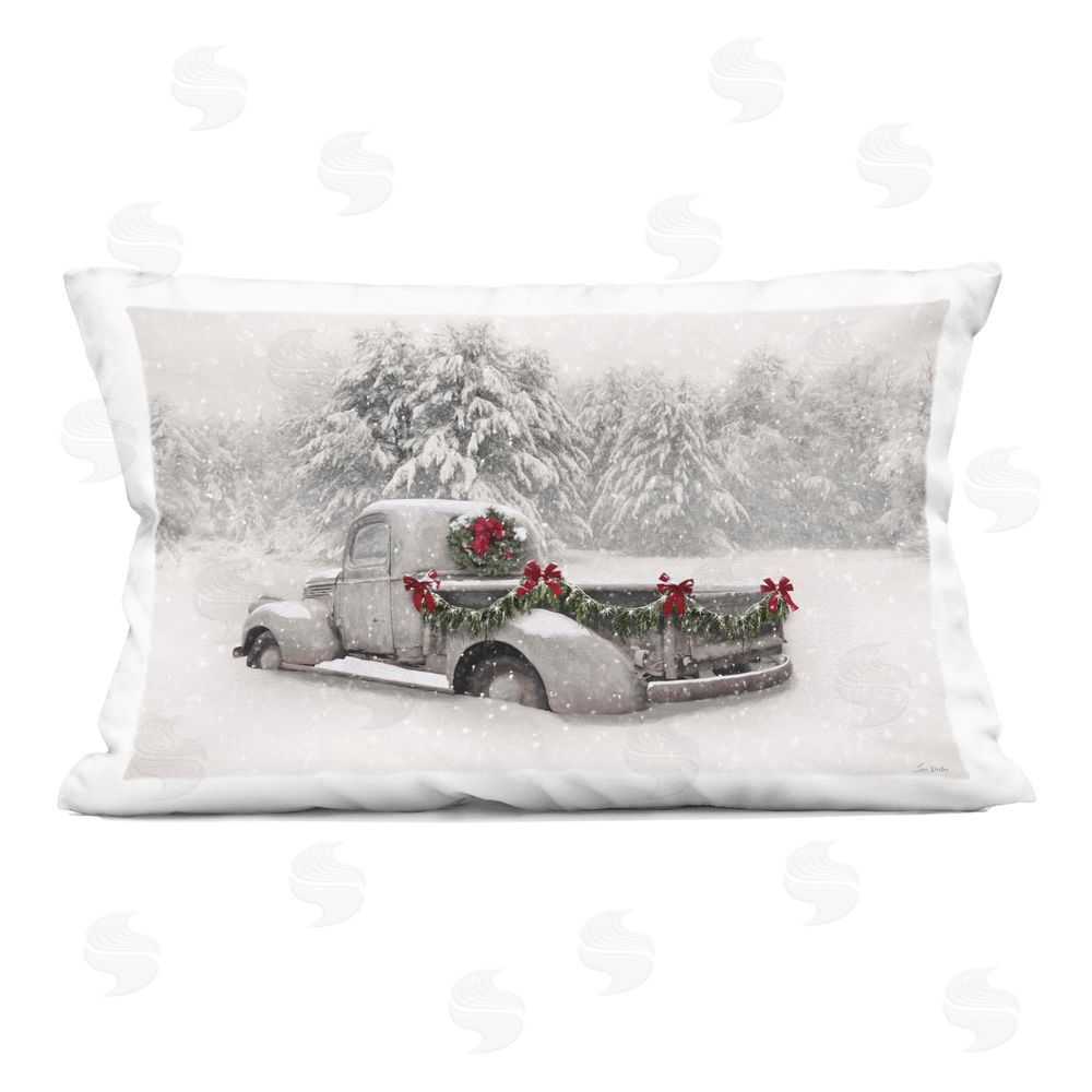 Lori Deiter Snowy White Antique Truck Indoor Printed Throw Pillow