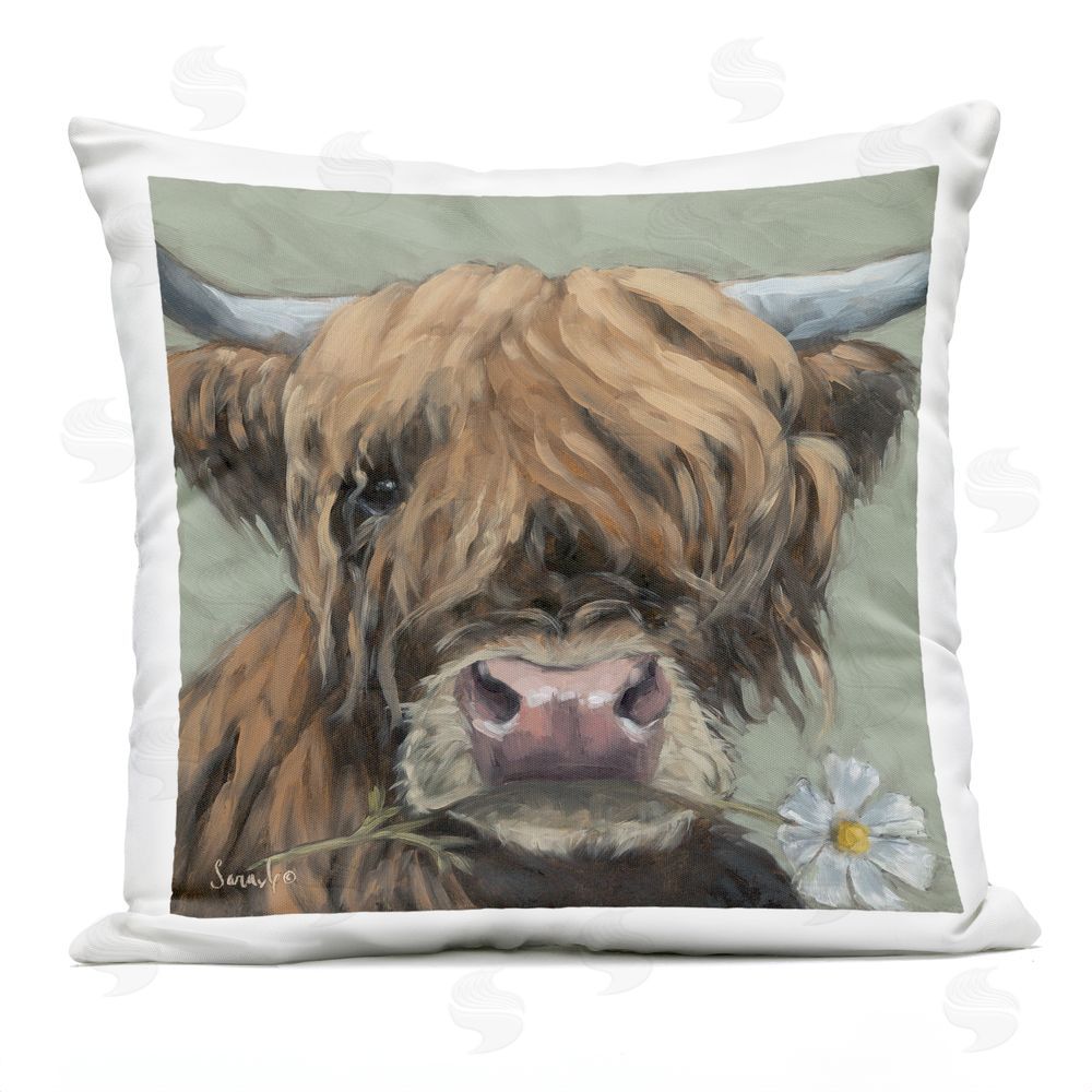 Sara G. Designs Blossom Babe Cattle Outdoor Printed Throw Pillow