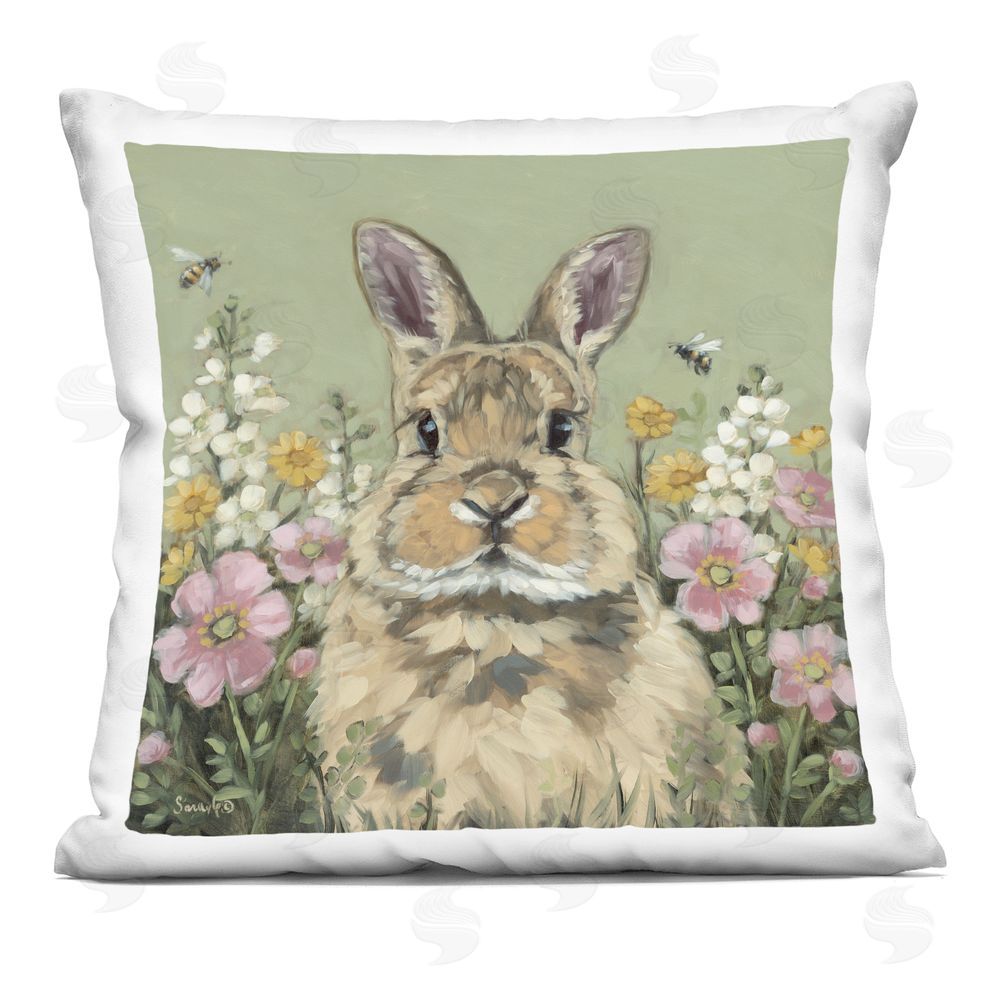 Sara G. Designs Spring Abloom Rabbit Printed Throw Pillow 