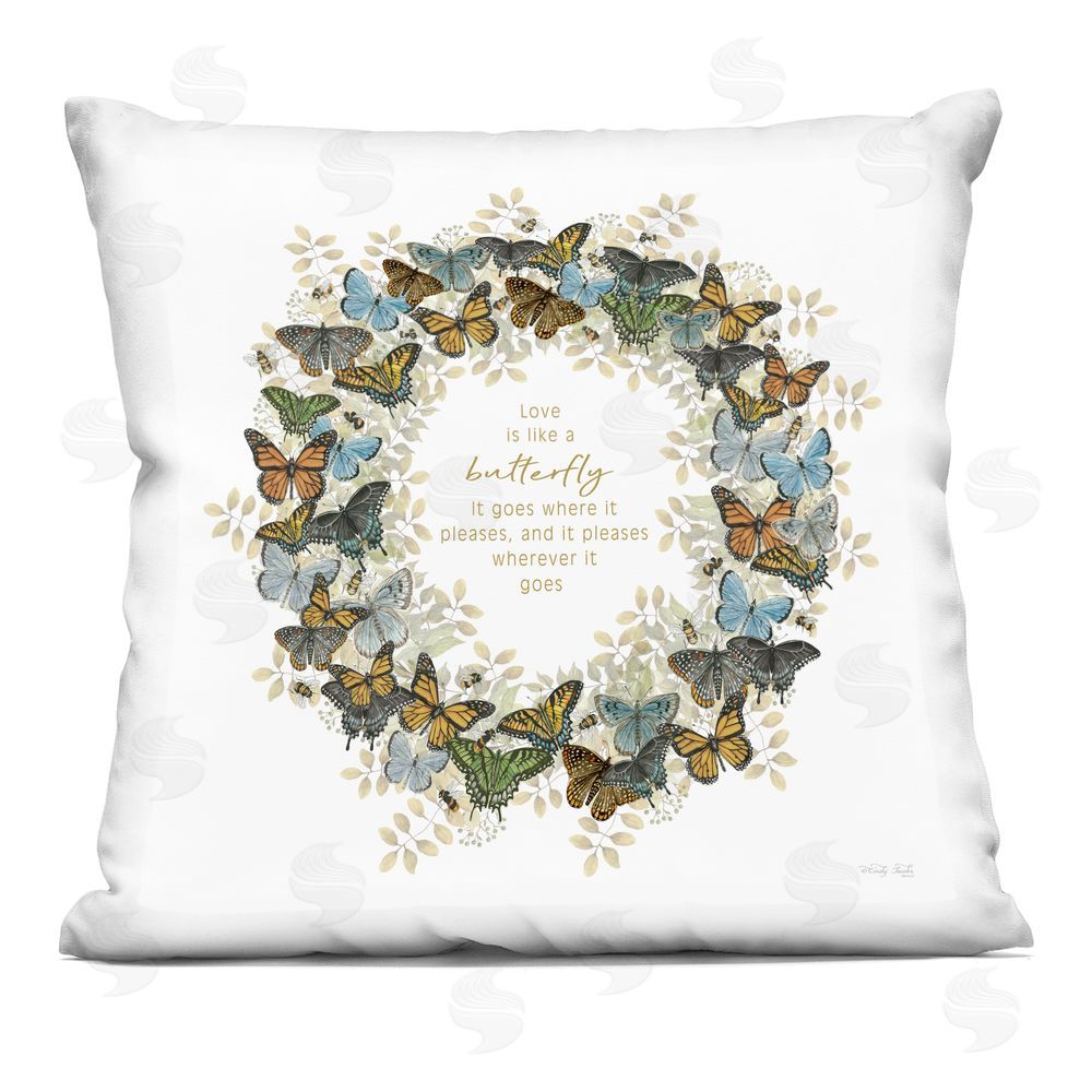 Cindy Jacobs Life Is Like A Butterfly Wreath Printed Throw Pillow 
