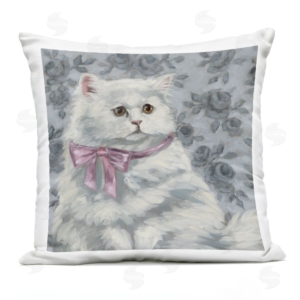 Sara G. Designs Coquette Kitty Portrait Outdoor Printed Throw Pillow