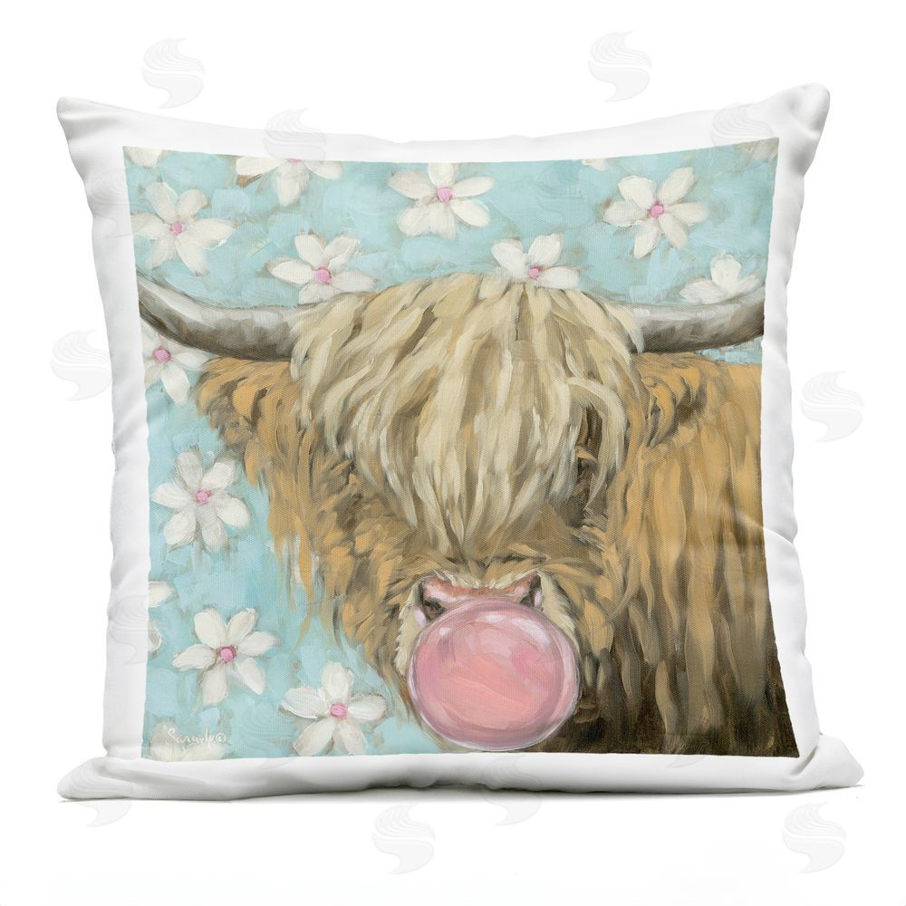 Sara G. Designs Bubblegum Sweetie Cattle Outdoor Printed Throw Pillow