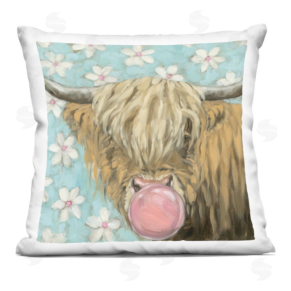 Sara G. Designs Bubblegum Sweetie Cattle Printed Throw Pillow 