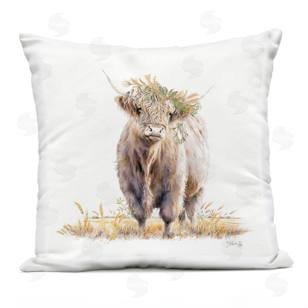 Marla Rae Ollie the Highland Cattle Outdoor Printed Throw Pillow