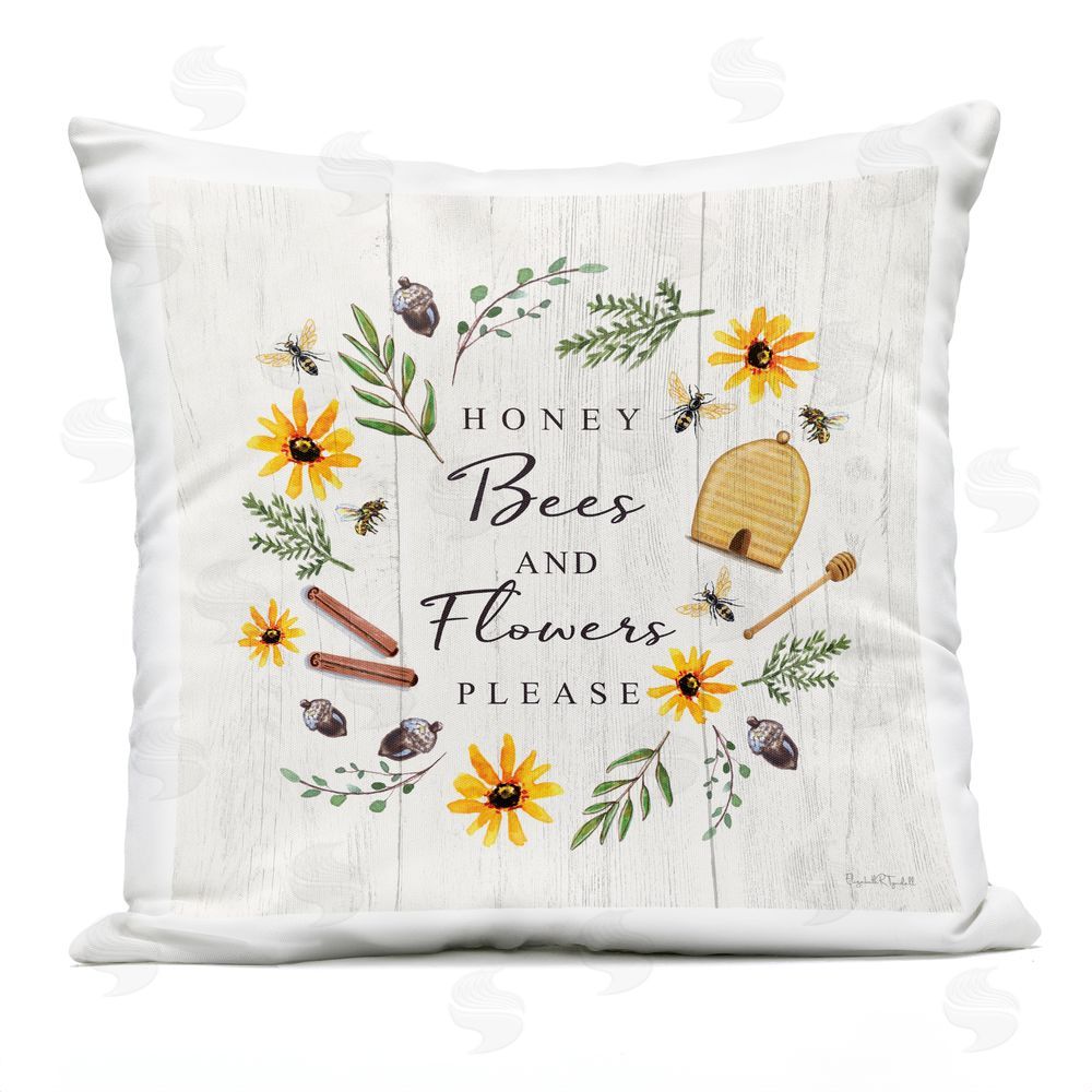 Elizabeth Tyndall Country Cottage Wreath & Quote Outdoor Printed Throw Pillow