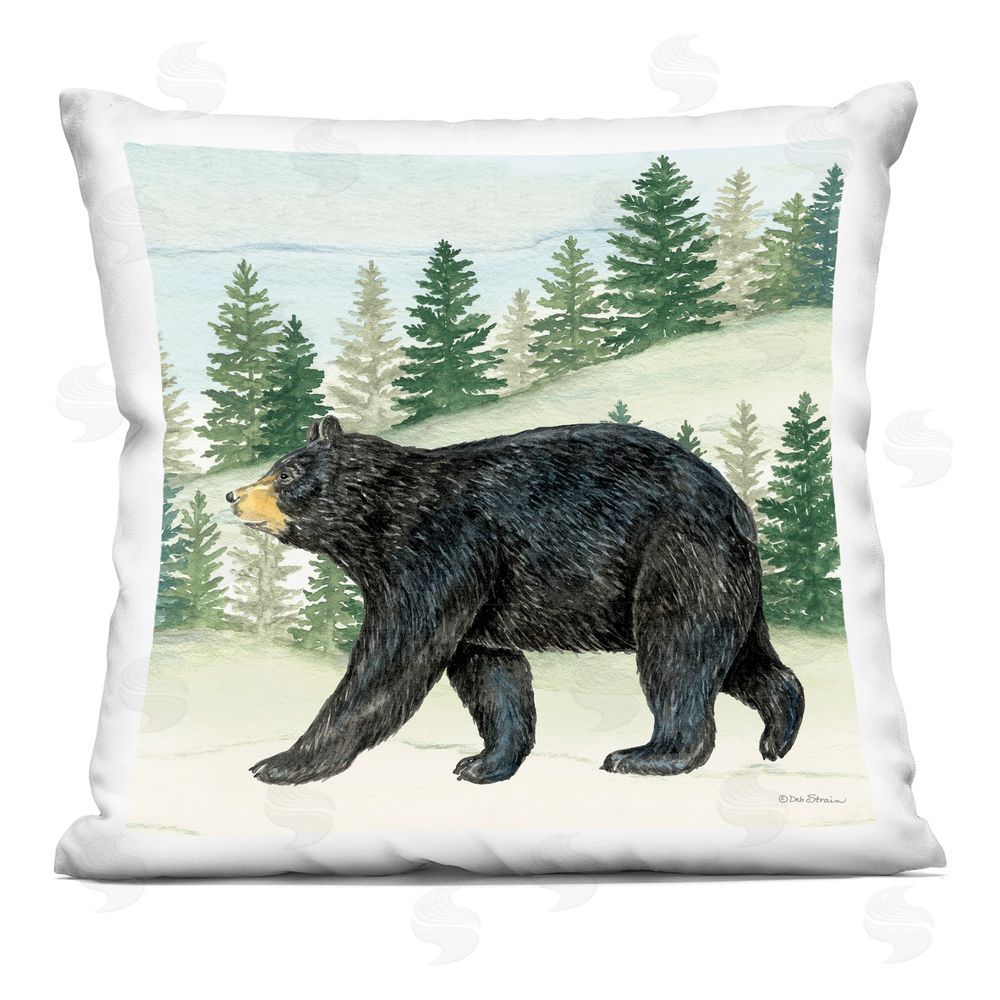 stupell industries Deb Strain | Black Bear In Woods Throw Pillow