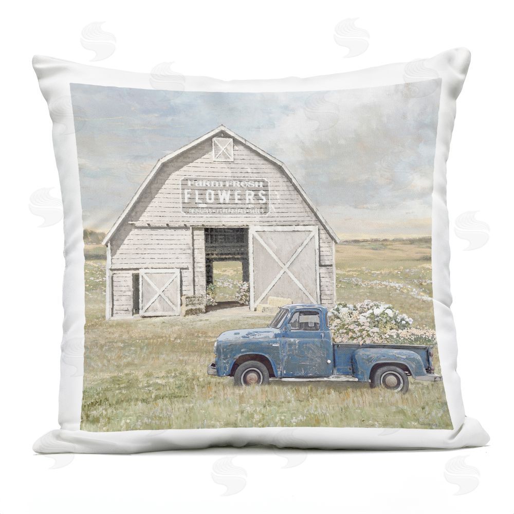Amber Sterling Rustic Flower Barn Outdoor Printed Throw Pillow