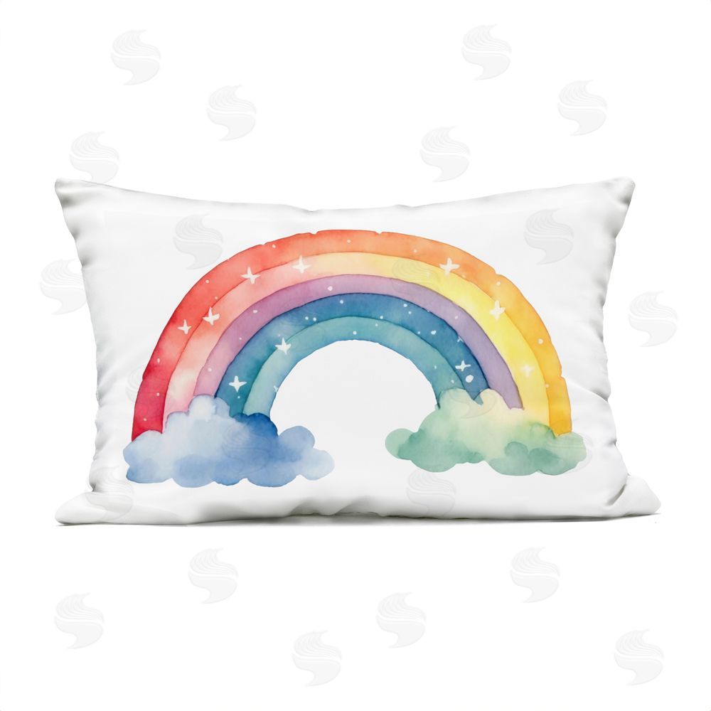 Creative Studio Colorful Rainbow with White Stars Outdoor Printed Throw Pillow
