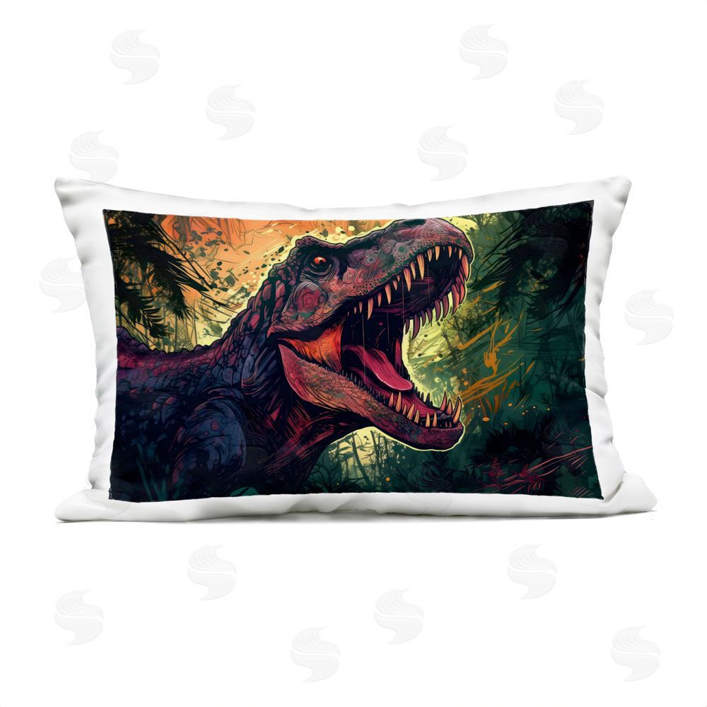 Creative Studio Dark Roaring T-Rex Outdoor Printed Throw Pillow