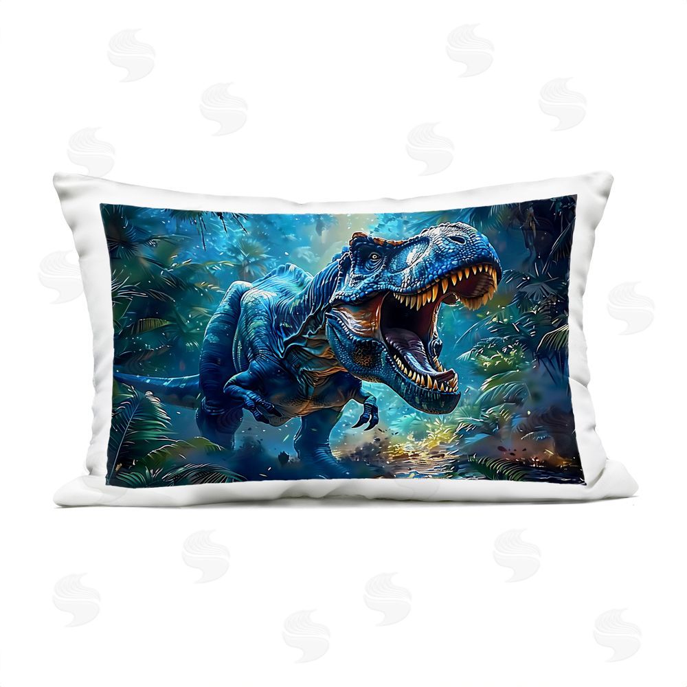 Creative Studio Blue Toned Dinosaur Roar Outdoor Printed Throw Pillow
