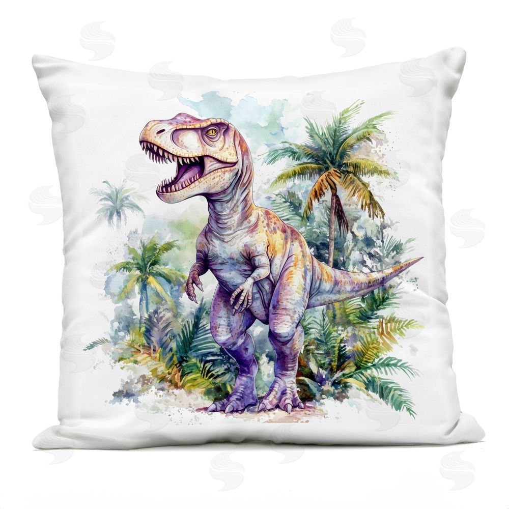 Creative Studio T-Rex Among Palm Trees Outdoor Printed Throw Pillow