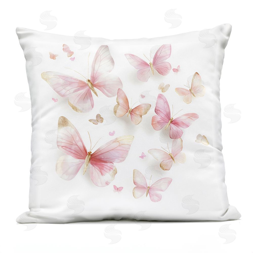 Creative Studio Pink & Gold Butterfly Rabble Outdoor Printed Throw Pillow